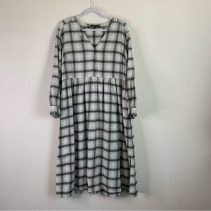 Madewell womens flannel long sleeve button midi dress 12